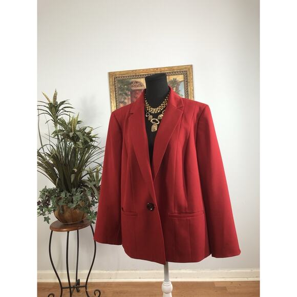 Kasper Womens Plus Jacket Size 18W One Button Executive Career Clueless Preppy - Picture 1 of 10
